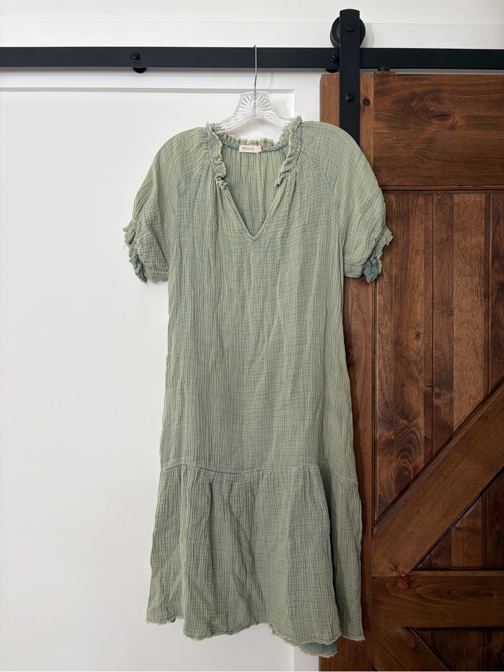 roolee sage green 100% cotton dress